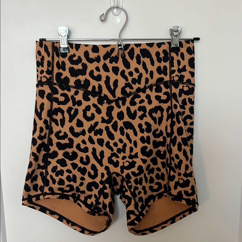 Balance Athletica Black and muted orange  Bike Shorts Leopard Print